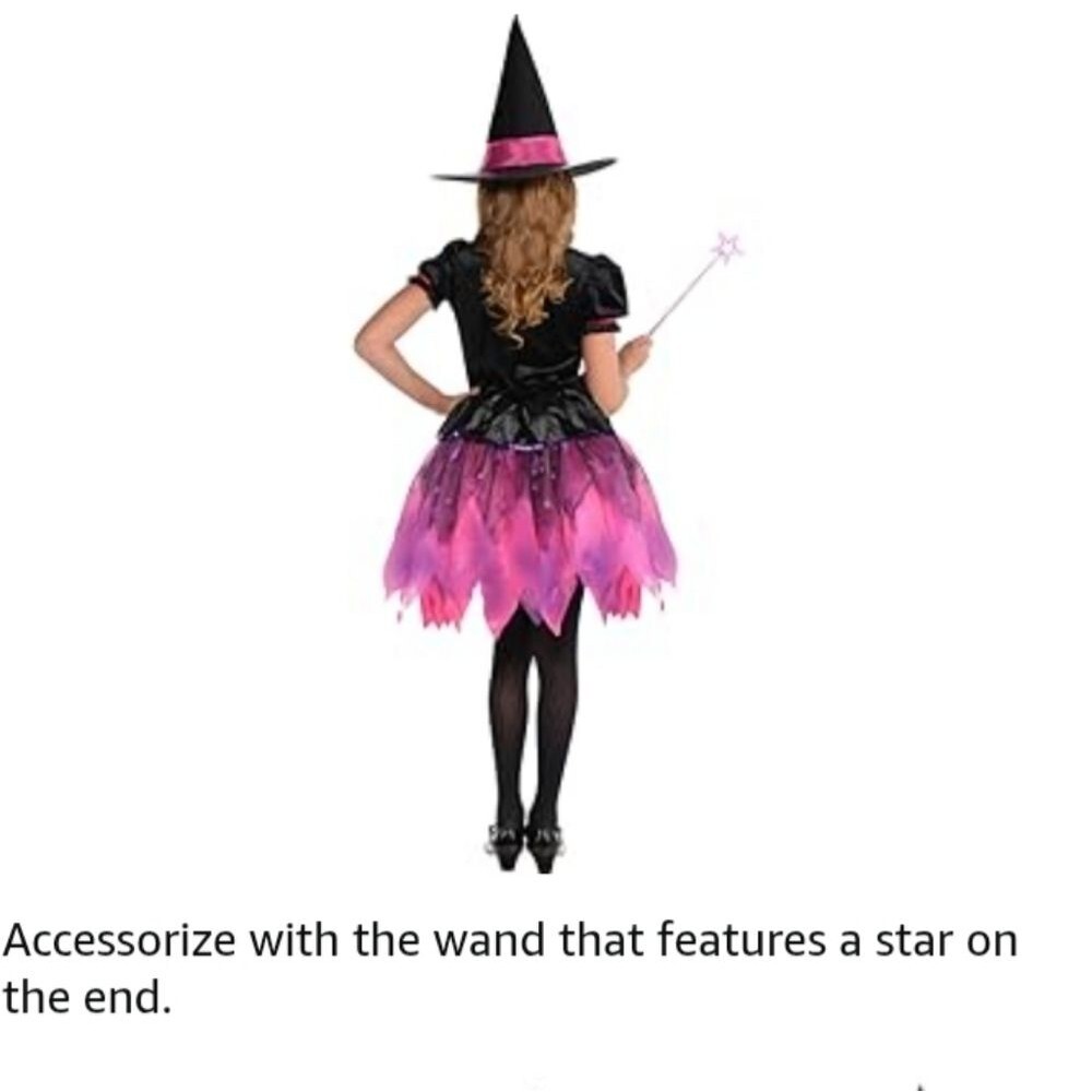 amscan Light-Up Sparkle Witch Costume, Includes Dress Hat & Wand Size Medium NWT - Picture 6 of 8